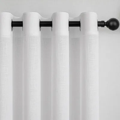 Productafbeelding van Gordijnen set van 2, 140 x 245 cm, linnenlook, semi-transparant wit, voor woonkamer