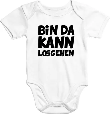 Produktbild von Kurzarm Baby Body Bin da kann losgehen Spruch lustig Baumwolle Moonworks® weiß 0-3 Monate