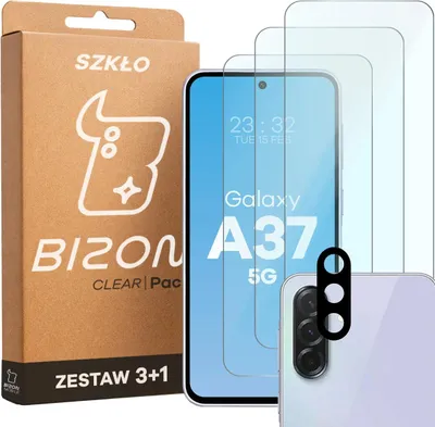 Produktbild von 3x Gehärtetes Glas+ Kameraschutz für Galaxy A37 5G, Bizon Glass Clear Pack