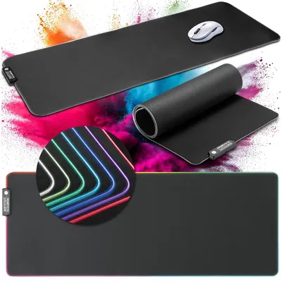 Image de Xantron® MousePad-RGB-1 Grand tapis de souris LED Gaming RGB 800x300 XXL avec glissement parfait /Tapis de bureau Gaming/Tapis de souris éclairé