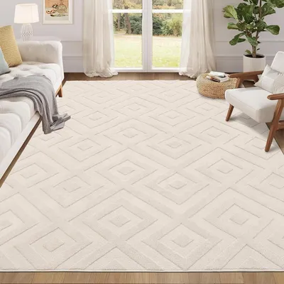 Productafbeelding van Wasbaar vloerkleed, zacht, 160 x 220 cm, beige, antislip, geschikt voor de woonkamer