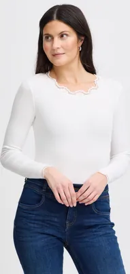 Zdjęcie produktu dla fransa FRHIZAMOND damska koszula z długim rękawem koszula z koronkowymi detalami na rękawach i kołnierzyku elastyczny krój slim fit