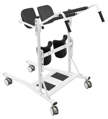 Zdjęcie produktu dla Steh-Transferlift – Podnośnik do wstawania z regulacją wysokości – Dla seniorów i pacjentów – Z podparciem dla nóg – Z kółkami – Do użytku domowego – 63 x 82 x 119 cm