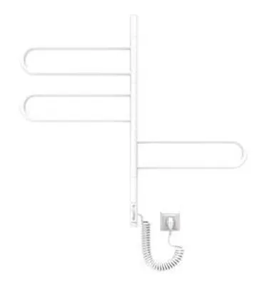 Immagine prodotto di ELNA scaldasalviette in acciaio basso legato,Termosifone elettrico da bagno, girevole a 180°, con 2 bracci pieghevoli, bianco, RAL 9003, 62W, 65x46cm