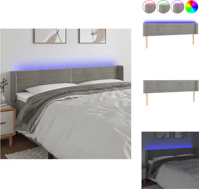 Imagen del producto de vidaXL Cabecero LED, gris claro, 203 x 16 x 78/88 cm, terciopelo - Cabecero y piecero