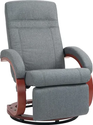 Produktbild von Relaxsessel mit klappbarer Fußstütze, drehbar, neigbare Lehne, Leinenoptik, bis 140 kg, Grau