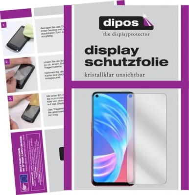 The image shows instructions for applying a screen protector to a smartphone, along with a product shot of the screen protector and a smartphone.