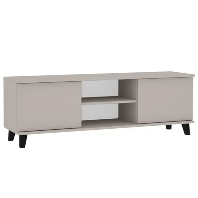 Image de BEAUTYSOFA | Meuble TV HOME Meuble bas moderne en cachemire, meuble TV avec 2 portes et étagères ouvertes, système Push-to-Open