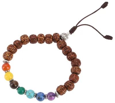 Produktbild von 7 Chakran Mala Armband, Handmala mit Halbedelsteinen, Yoga Schmuck, Meditationsschmuck 8 mm - Lotus Seed Buddha Armband, Mehrfarbig, Armreifen & Armbänder Modeschmuck