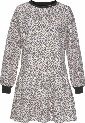 Produktbild von LASCANA Sweatkleid schwarz-weiß-bedruckt Größe 36/38