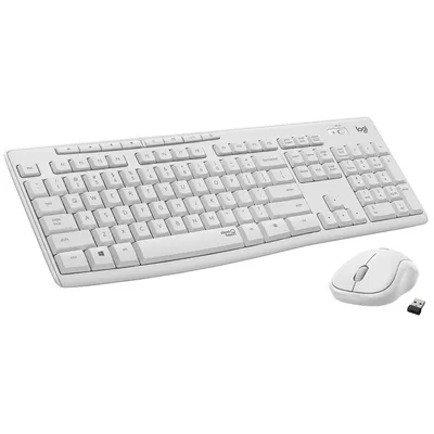 Zdjęcie produktu dla Logitech MK295 Silent, Pełnowymiarowy (100%), Bezprzewodowy, RF Wireless, QWERTY, Biały, Dołączona myszka