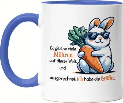 Produktbild von Es gibt so viele Möhren Hase Tasse Blau Fun Häschenspruch Ostern