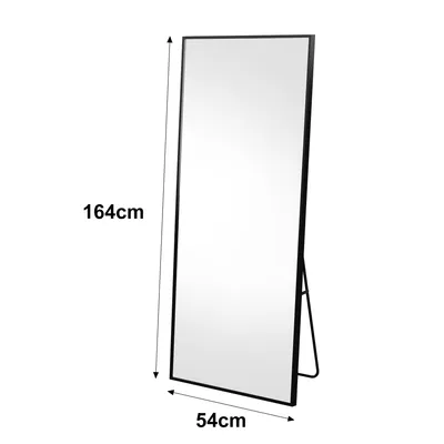 Zdjęcie produktu dla UnboxG Lustro stojące czarne 164x54 cm - Pełnowymiarowe, wolnostojące, nowoczesne lustro do sypialni, przedpokoju lub garderoby