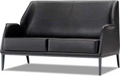Produktbild von Schwarze Ledercouch Designer Polstermöbel Moderner Zweisitzer
