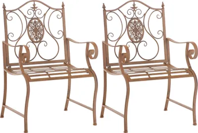 Produktbild von CLP 2er Set Gartenstühle Punjab mit Armlehnen antik braun