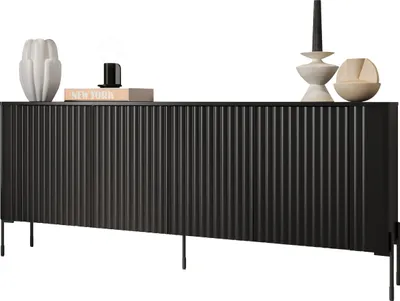 Produktbild von MIRJAN24 Türkommode Vera 190, Stilvoll Wohnzimmer, Kommode mit vier Drehtüren (Farbe: Schwarz)