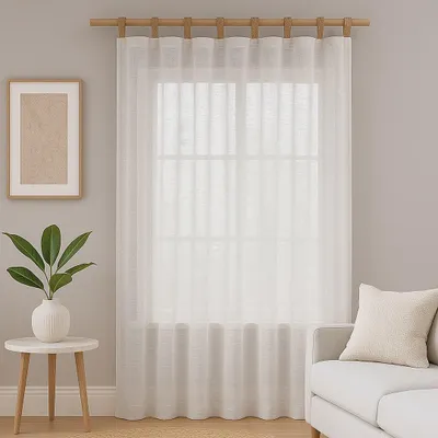 Produktbild von Gardine Vorhang Transparent Leinen Schlaufen 140x250 cm Beige