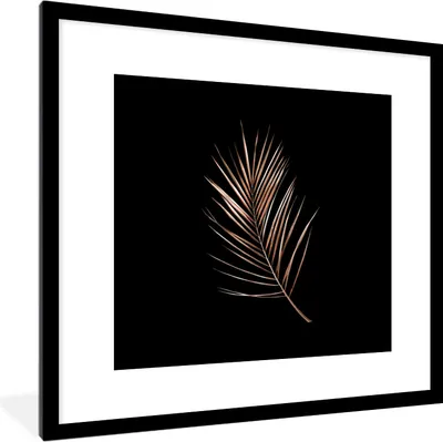 Produktbild von MuchoWow® MuchoWow® Gerahmtes Poster Gold - Zweig - Blatt 40x40 cm - Poster mit zchwarzem Bilderrahmen - Poster - Plakat im Rahmen