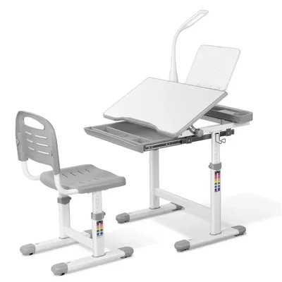 Produktbild von Kinderbüro - Kindertisch - Schreibtisch mit Stuhl - Schreibtisch für Kinder - Kinderarbeitsplatz - Höhenverstellbar, 54-76,5 cm