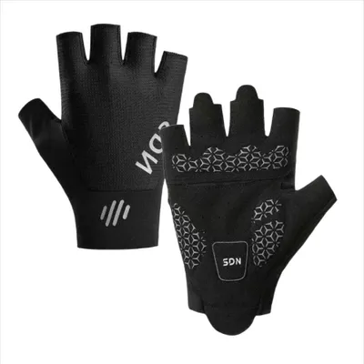 Produktbild von INF SDN Halbfinger Fahrradhandschuhe Schwarz - Atmungsaktiv & Stoßdämpfend (1 Paar) L