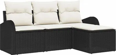 Immagine prodotto di Set divano da giardino vidaXL in polyrattan nero