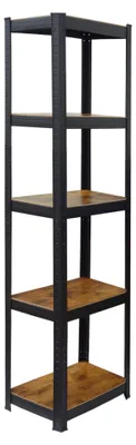Produktbild von Relaxdays Standregal, HBT: 180x40x40 cm, 5 offene Ablagen, 300 kg, Industrial, Beistellregal Büro, Keller, braun/schwarz, KI-generiertes Bild