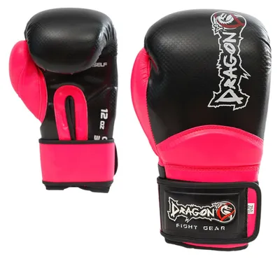 Produktbild von Dragon do 30025-P Carbon Boxhandschuhe für Damen & Herren – Profi Muay Thai, Kickboxen, MMA & Sparring Handschuhe – Hochwertiges Kunstleder, 8 oz 10 oz 12 oz (Schwarz - Pink, 10 Oz)