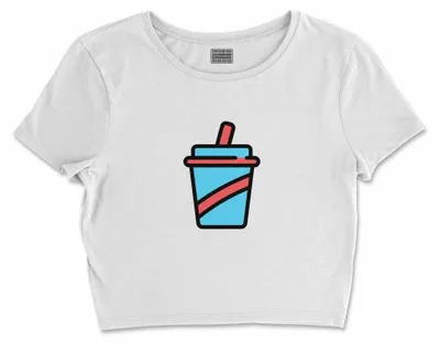 Immagine prodotto di Bona Basics, T-shirt crop basic stampato, donna, 100% cotone, bianco, casual