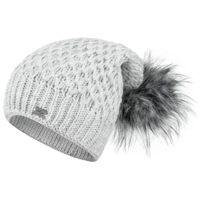 Produktbild von Mädchen Wintermütze Strickmütze Beanie Bommelmütze, Hellgrau