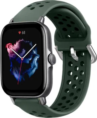 Produktbild von Strap-it Amazfit GTS 3 Silikonarmband mit Löchern (Armeegrün)