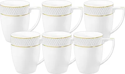 Zdjęcie produktu dla Kubek porcelanowy Wilmax ze złotymi liniami, 320 ml, zestaw 6 sztuk, WL-880102431/A6