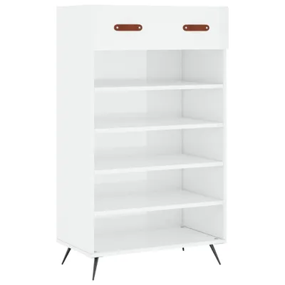 Image de vidaXL Armoire à chaussures blanc brillant 60x35x105 cm Bois composite