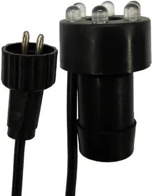 Produktbild von Heissner LED-Lampe  für Steinbrunnen  warmweiß, gelb/weiß, Durchmesser 30 mm, Kabellänge 150cm, 3/4  Schlauchanschluss (ET20-16910)"