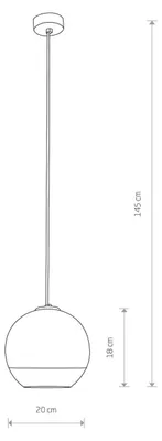 Produktbild von Hängelampe Glas Metall E27 Ø 20 cm rund H: max. 145 cm Schwarz Chrom Kugelschirm Modern Pendelleuchte