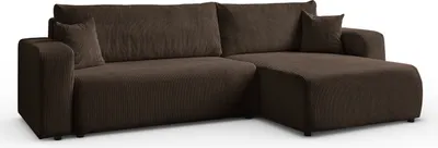 Produktbild von MargaretHadas24 Ecksofa L Form Sofia 277 x 143 cm mit Schlaffunktion und Bettkasten Couch Cord Schlafsofa Schlafcouch Sofa universale Seite, braun