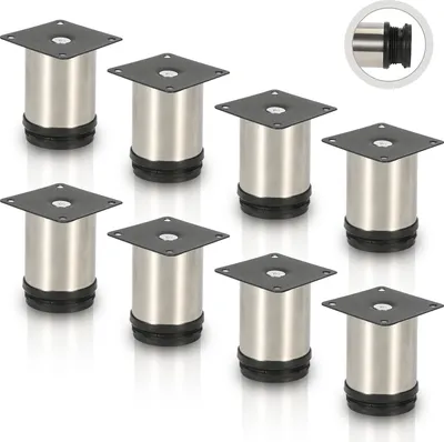 Produktbild von Aopunly 8er Set Möbelfüße Tischbein Set Sofafüße Möbelbeine Bettstützen Sofafüße Schrankfuß Möbelbeine Edelstahl 80mm
