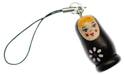 Produktbild von Matroschka Babuschka Handyanhänger Anhänger russische Puppe Holz Bell schwarz