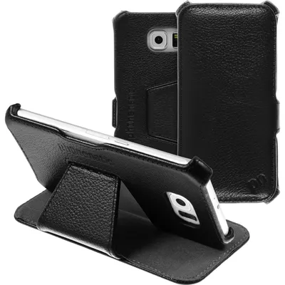 Produktbild von PhoneNatic Echt-Lederhülle kompatibel mit Samsung Galaxy S6 - Leder-Case schwarz + Glasfolie