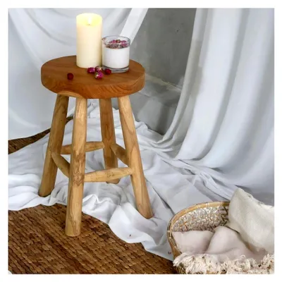 Produktbild von Teak Hocker Kansas Natur Massivholz Sitzhocker Beistelltisch