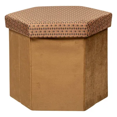 Produktbild von Sechseckiger klapphocker "jiling" aus samt 40x38cm karamellbraun  - Atmosphera créateur d'intérieur