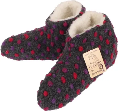 Produktbild von Hausschuhe Bettschuhe Wolle Noppen anthrazit Linke
