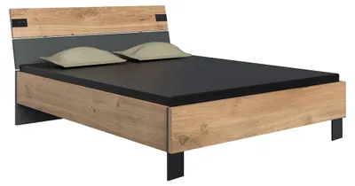 Produktbild von Schlafzimmer Bettgestell 160x200 cm Liegefläche in Eiche mit graphit - MONTELLA-43