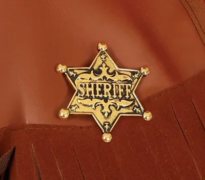 Productafbeelding van Sheriffster voor cowboykostuum, westernaccessoire, carnaval, westernfeest. Authentieke sheriffster voor cowboyoutfit, sheriffverkleeding, kleur: goud
