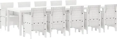 Produktbild von Garten Essgruppe 11 pcs Weiß Rattan und Stahl