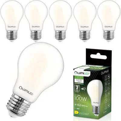 Produktbild von LUMILED 6 Stück LED Leuchtmittel E27 A60 11W ersetzt 100W 1521lm 4000K Neutralweiß 230V 360° Abstrahlwinkel Kolbenform Filamentstil Milchglas Nicht Dimmbar Classic Tropfenform Lichtquelle Energiesparlampe 6er Pack