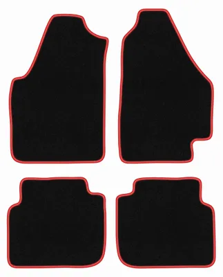 Image de Tapis de sol en moquette pour Fiat Idea 2003-2010 (monospace) – jeu 4 pièces, noir/rouge, sur mesure – Wielganizator CARLUX