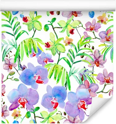 Produktbild von 10m VLIES TAPETE Rolle Blumen Knabenkraut Palmen XXL