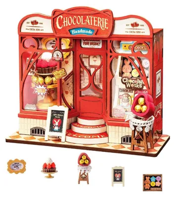 Obrázek produktu pro Miniaturní model obchodu s čokoládou "Sweet Chocolate Shop", stavebnice, 98 dílků, bez lepidla, 3D puzzle