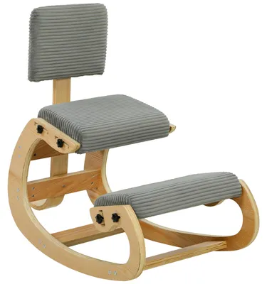 Produktbild von HOMCOM Ergonomischer Kniestuhl, Kniehocker mit Rückenlehne Cord-Optik Dunkelgrau