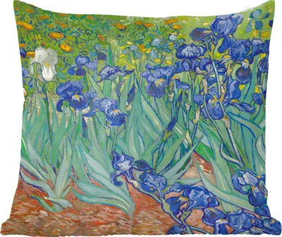 Produktbild von MuchoWow® Zierkissen Sofakissen Wohnzimmer Dekokissen 45x45 cm Die Schwertlilien - Gemälde von Vincent van Gogh - Schlafpolster - Polster für das Sofa